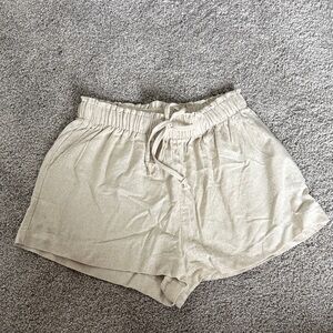 Women's Cream Linen Shorts